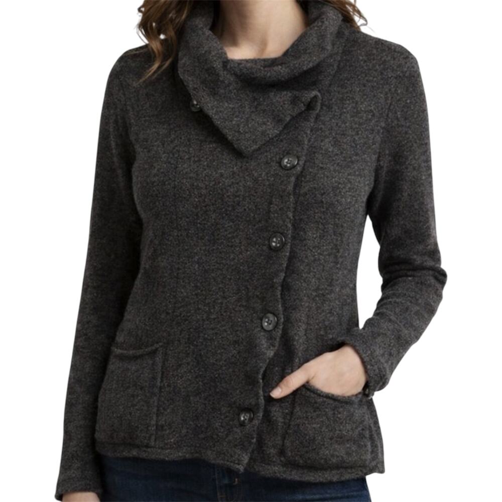 Horny Toad Heartfelt Jacket Angora Boiled Wool Asymmetric Button Pockets Gray L